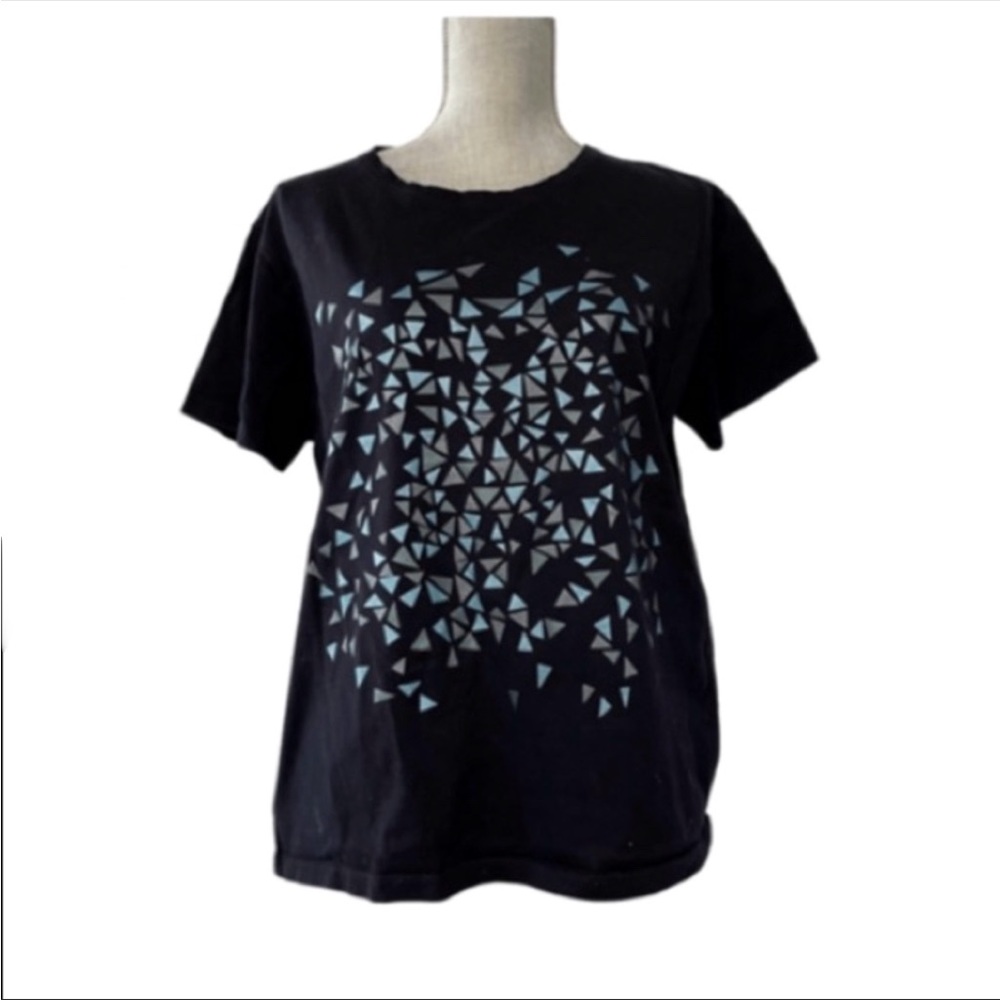 Balenciaga designer T-Shirt, black colour geometric shattered triangle print